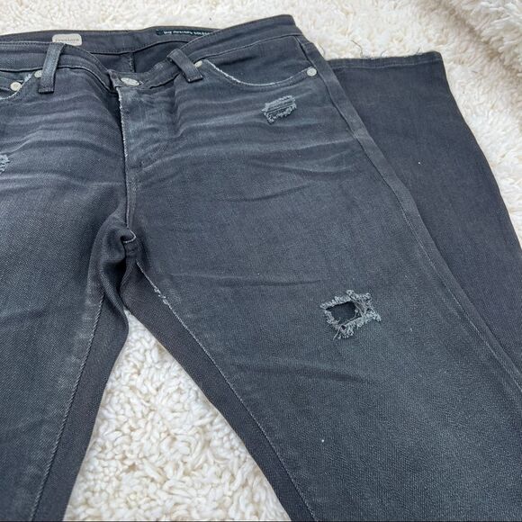 AG Adriano Goldschmied Premiere Skinny Straight Distressed Rip Whiskering Jeans - Picture 9 of 16